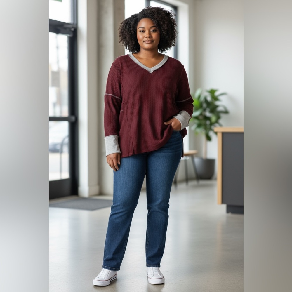 NWT Sugarfox MAROON THERMAL TOP